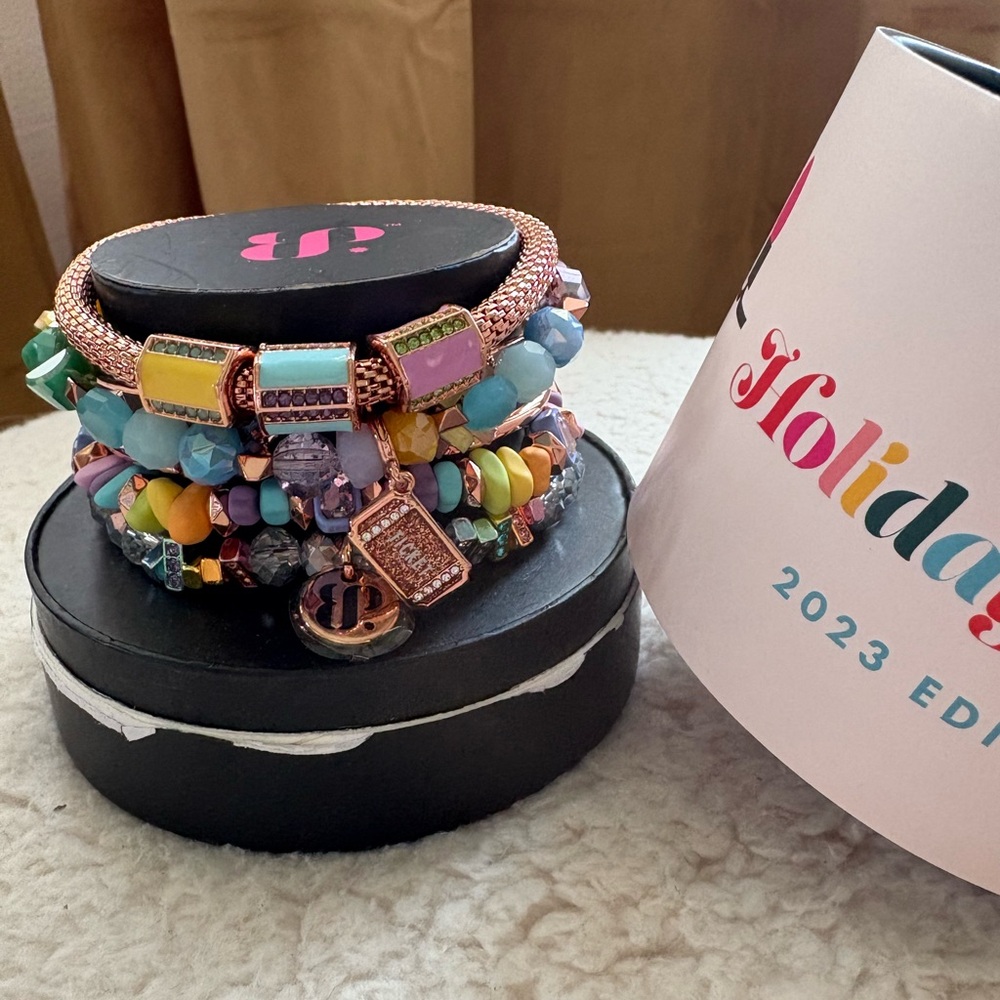Playful Pink and Blue Elastic Beaded Bracelets